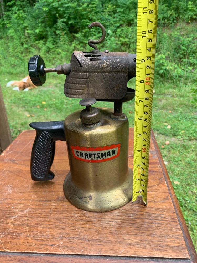 Nice Label VINTAGE CRAFTSMAN TOOLS BRASS BLOW TORCH w/HANDLE