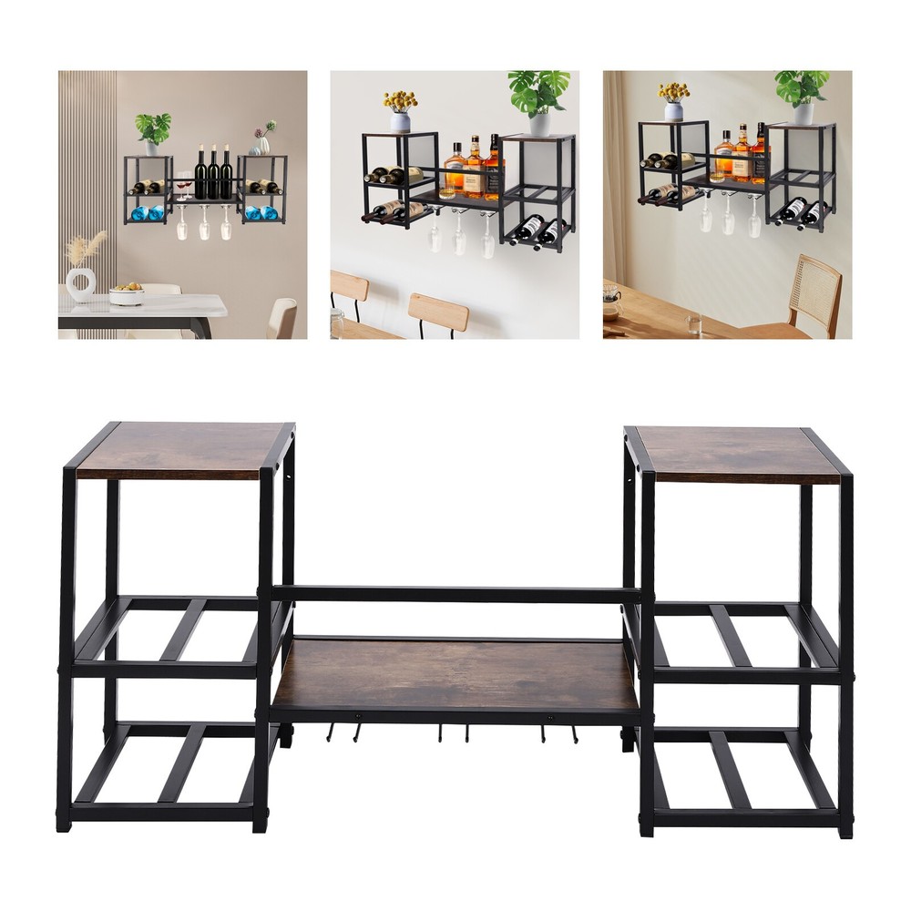 Wine Rack Wall Mounted, Wine Storage Display Rack, Industrial Wall Mounted Rack