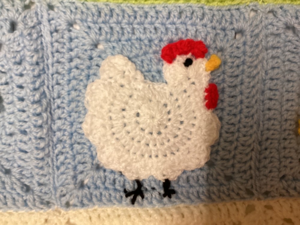 One Handmade Crochet SPRING/EASTER themed blanket 65cmx52cm