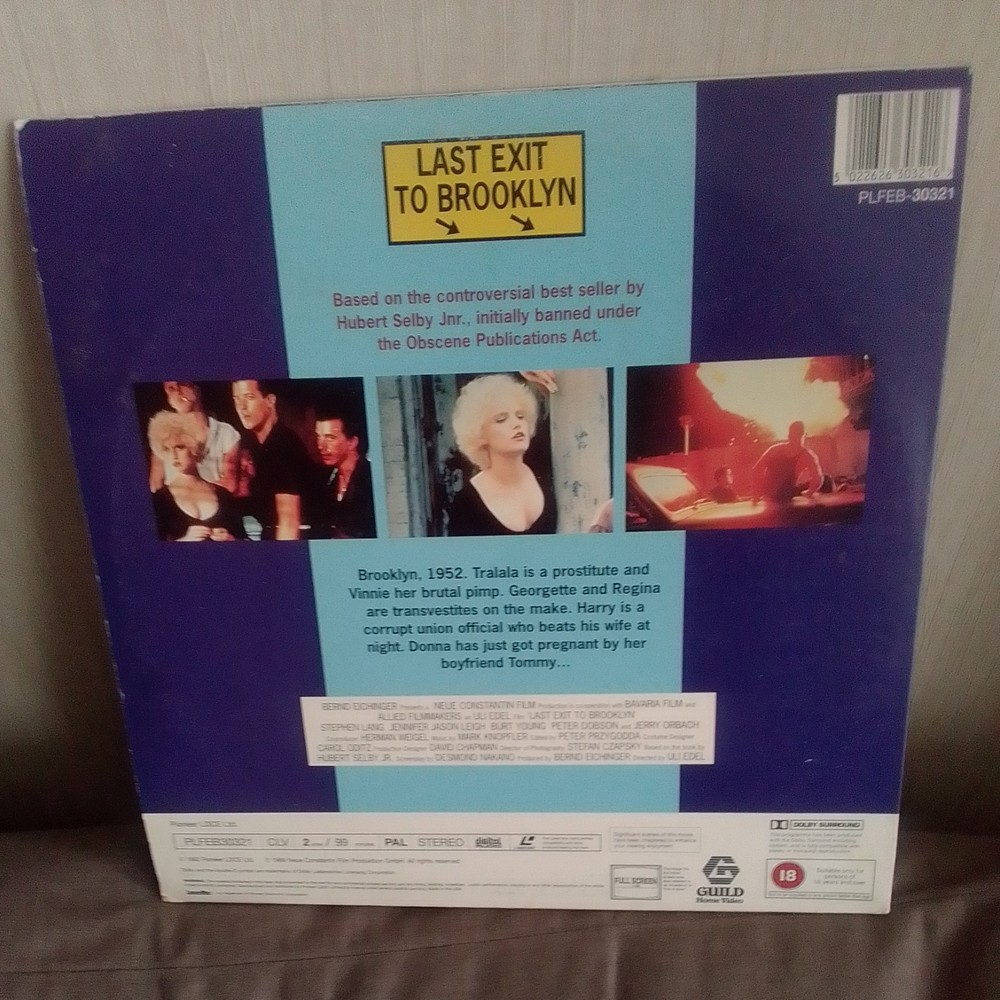 Last Exit To Brooklyn - PAL Laserdisc - Jennifer Jason Leigh - Stephen Lang