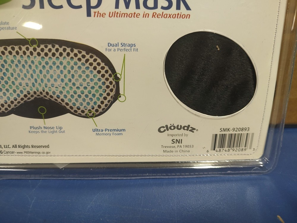 Cloudz Sleep Mask Cool Gel & Bamboo,Comforlite Inside, New, Sealed