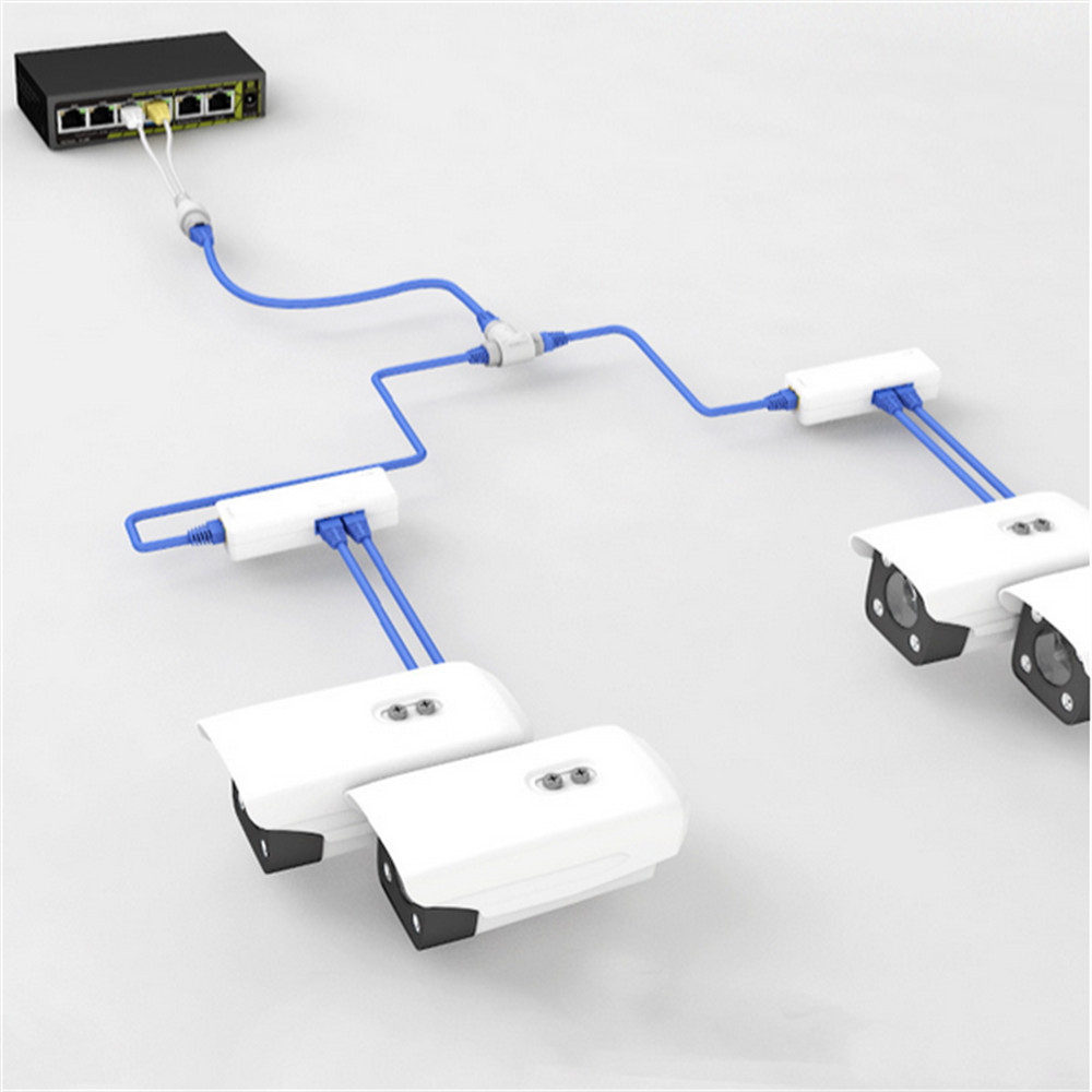 1Set IP PoE Splitter RJ45 Cable Adapter Connector For CCTV Network Camera PC