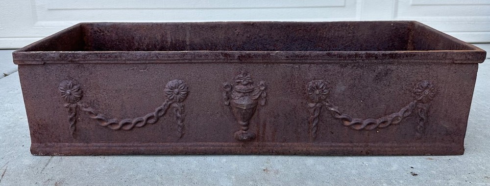 French Louis Seize Cast Iron Rectangular Planter, 19th Century