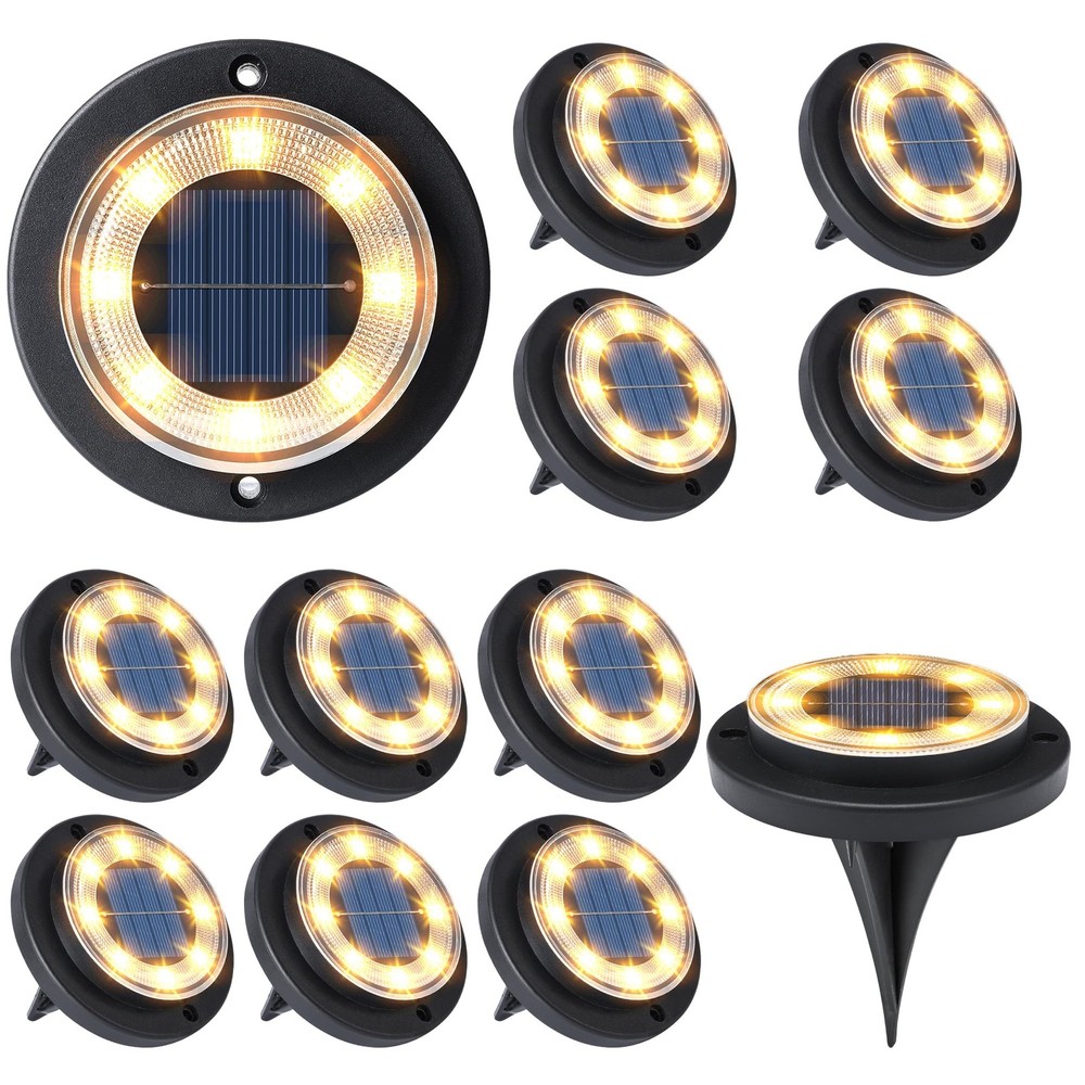 Flacchi Solar Ground Lights - Powered 12 Pack, Warm White
