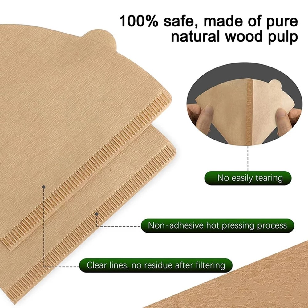 COFFITO Coffee Filter, Size 02 Cone Filters Disposable, 100 V02, Brown
