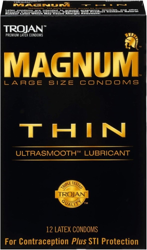 UltraSmooth MAGNUM Thin Condoms - Large Size, 12 Count for Enhanced Sensation