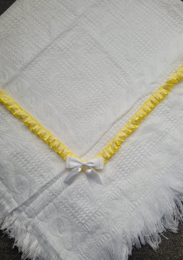 crown Personalised Name WHITE Baby's Shawl or plain