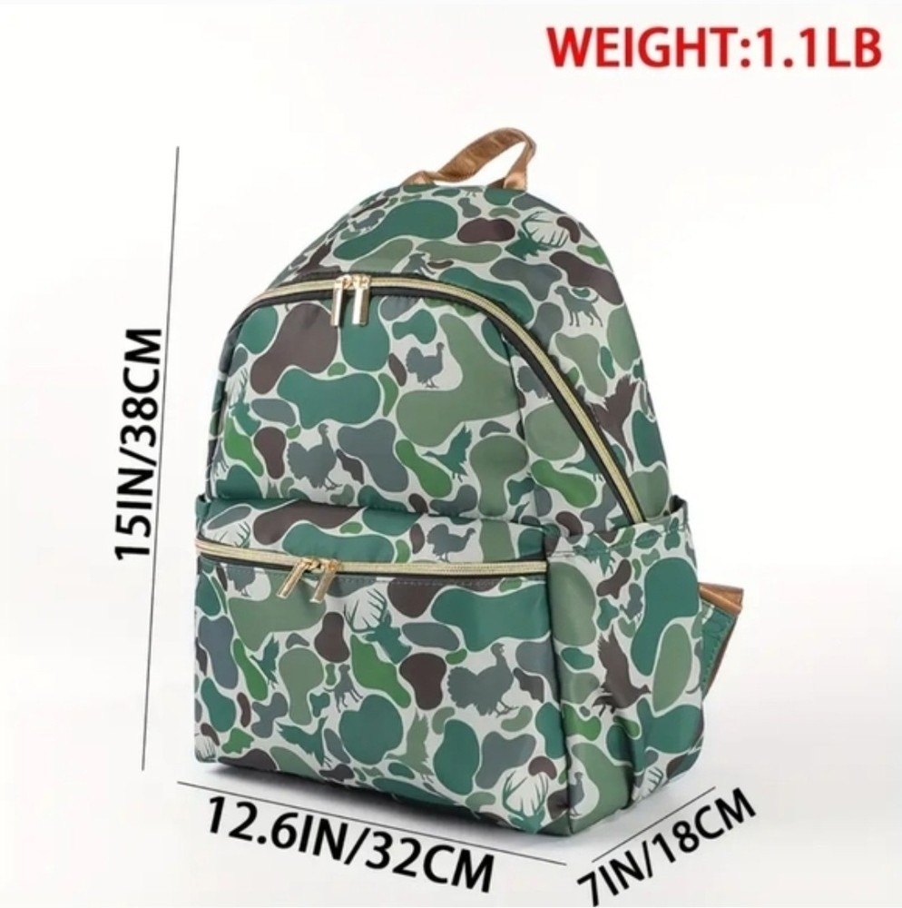 Camo Backpack with Deer Turkey Ducks Labrador Hunting
