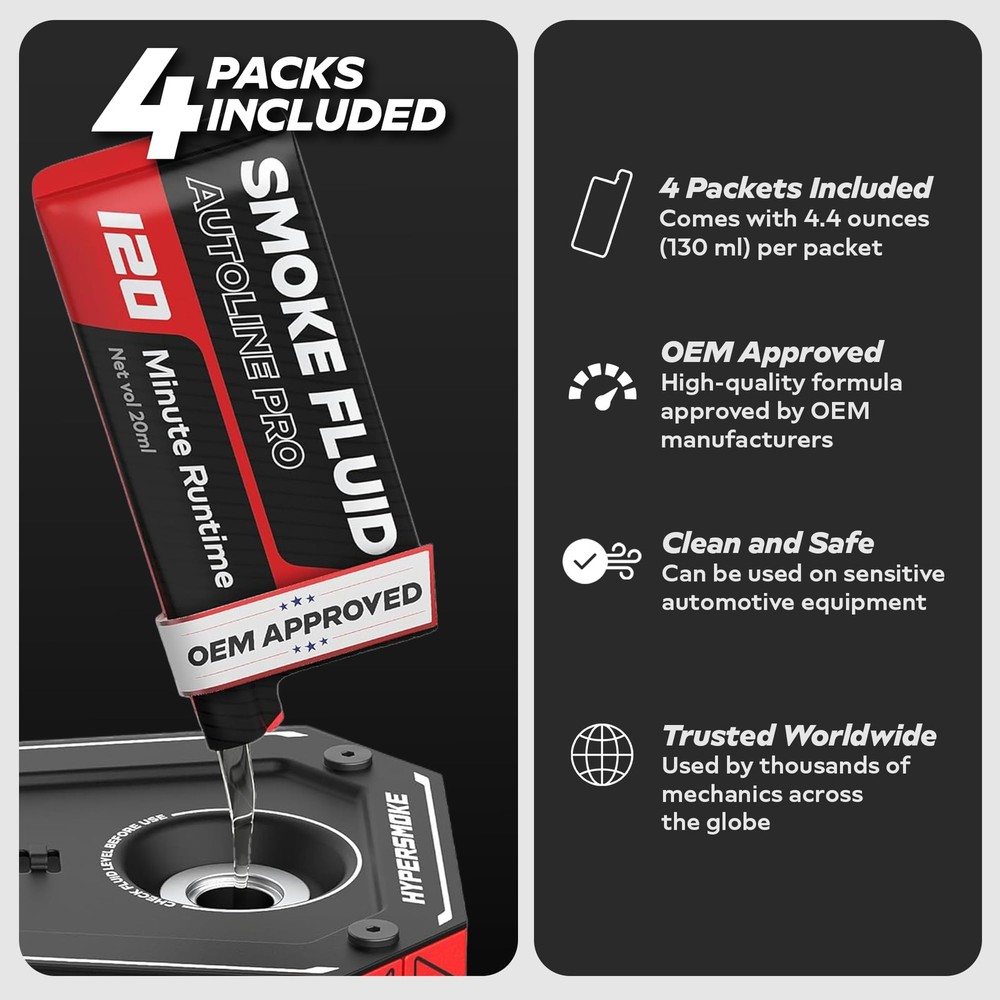 Automotive Smoke Machine Fluid 4.4oz Thick Solution for Leak Detection