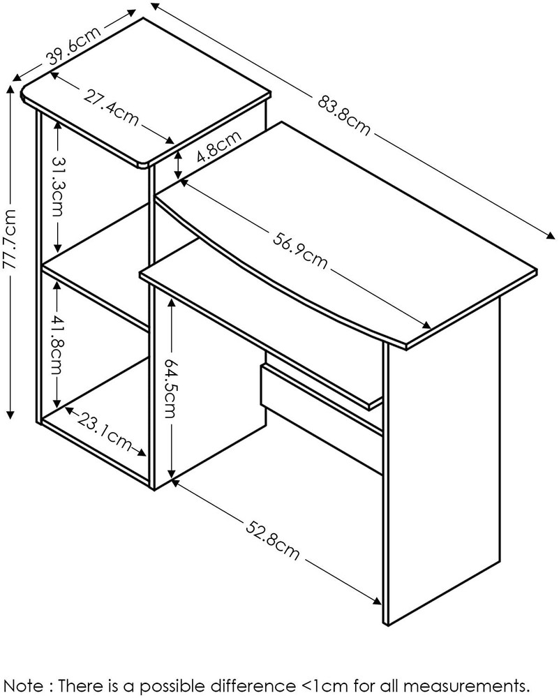 Cherry Black Laptop Desk Computer Table Workstation Writing Storage Shelves