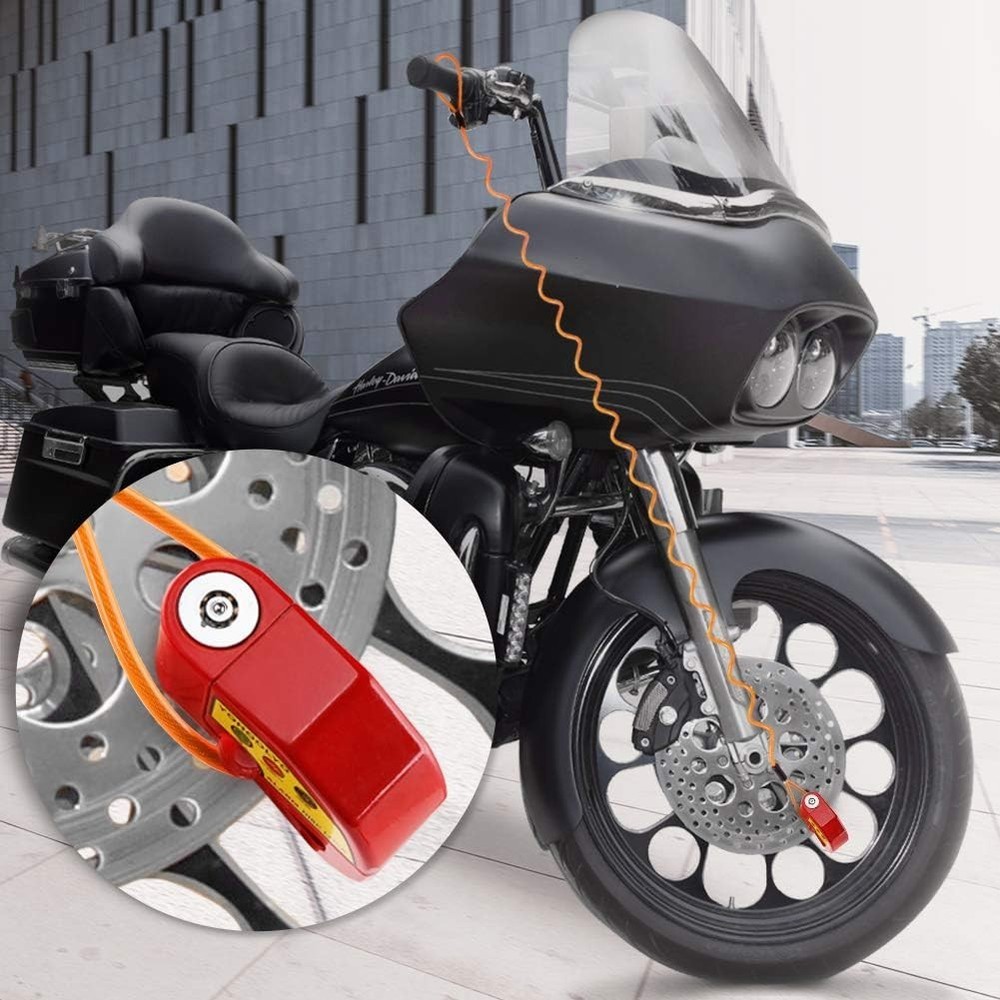Compact 110 dB Motorcycle Lock with Reminder Cable – Ultimate Theft Protection