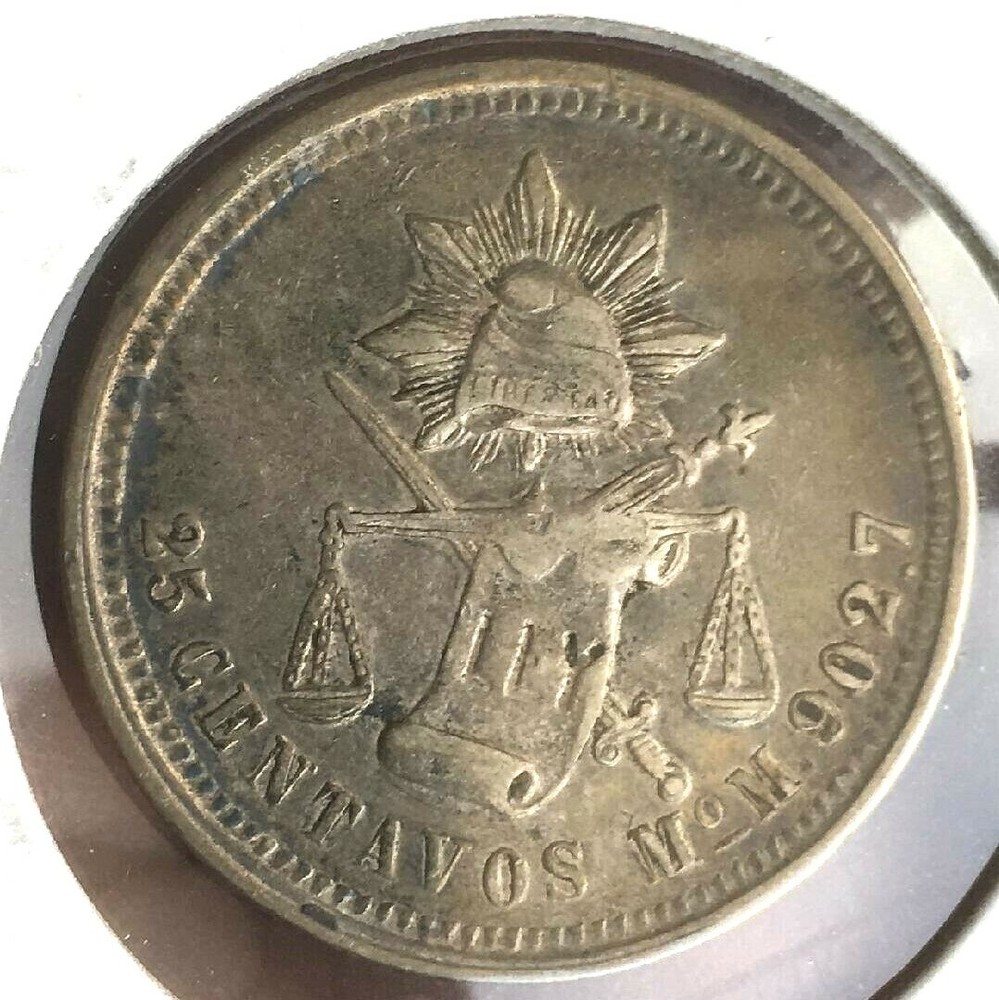 MEXICO 1872 25 cent  SILVER COIN