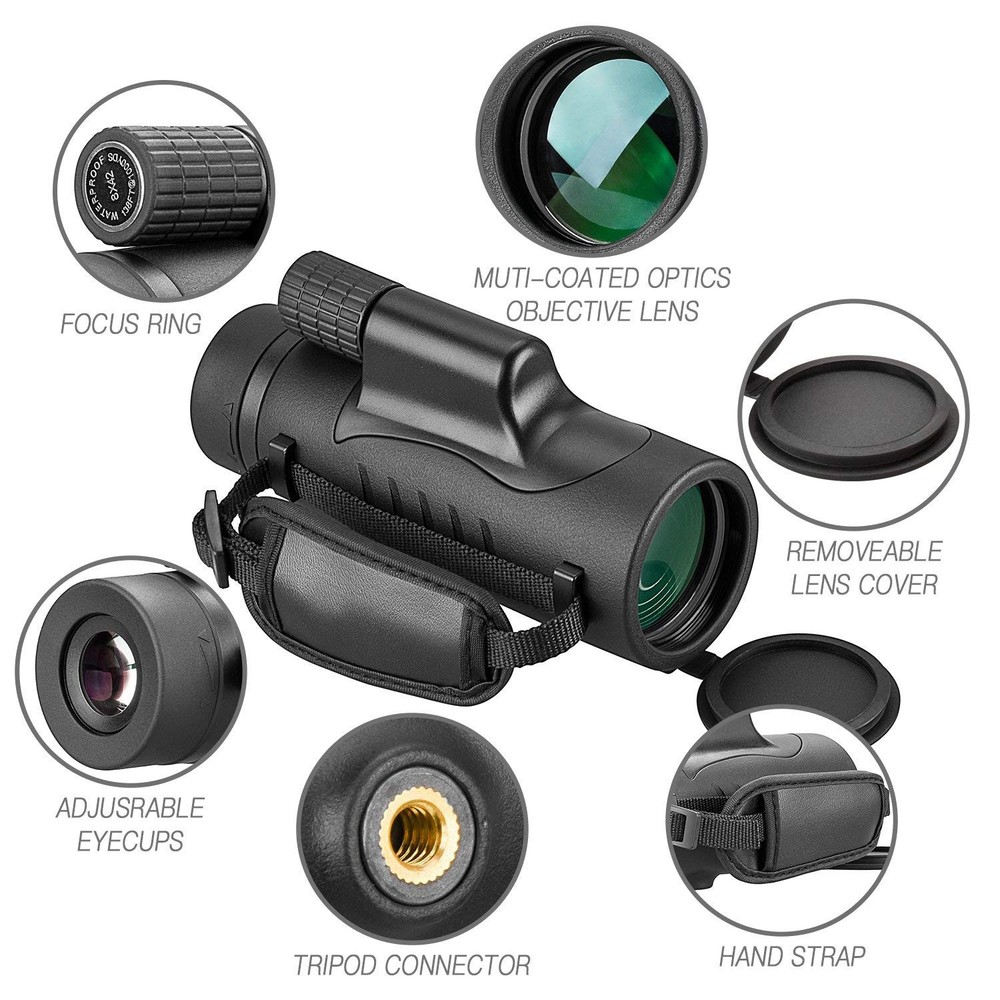 Monocular Telescope High Power 8x42 Monoculars Scope Compact dark black