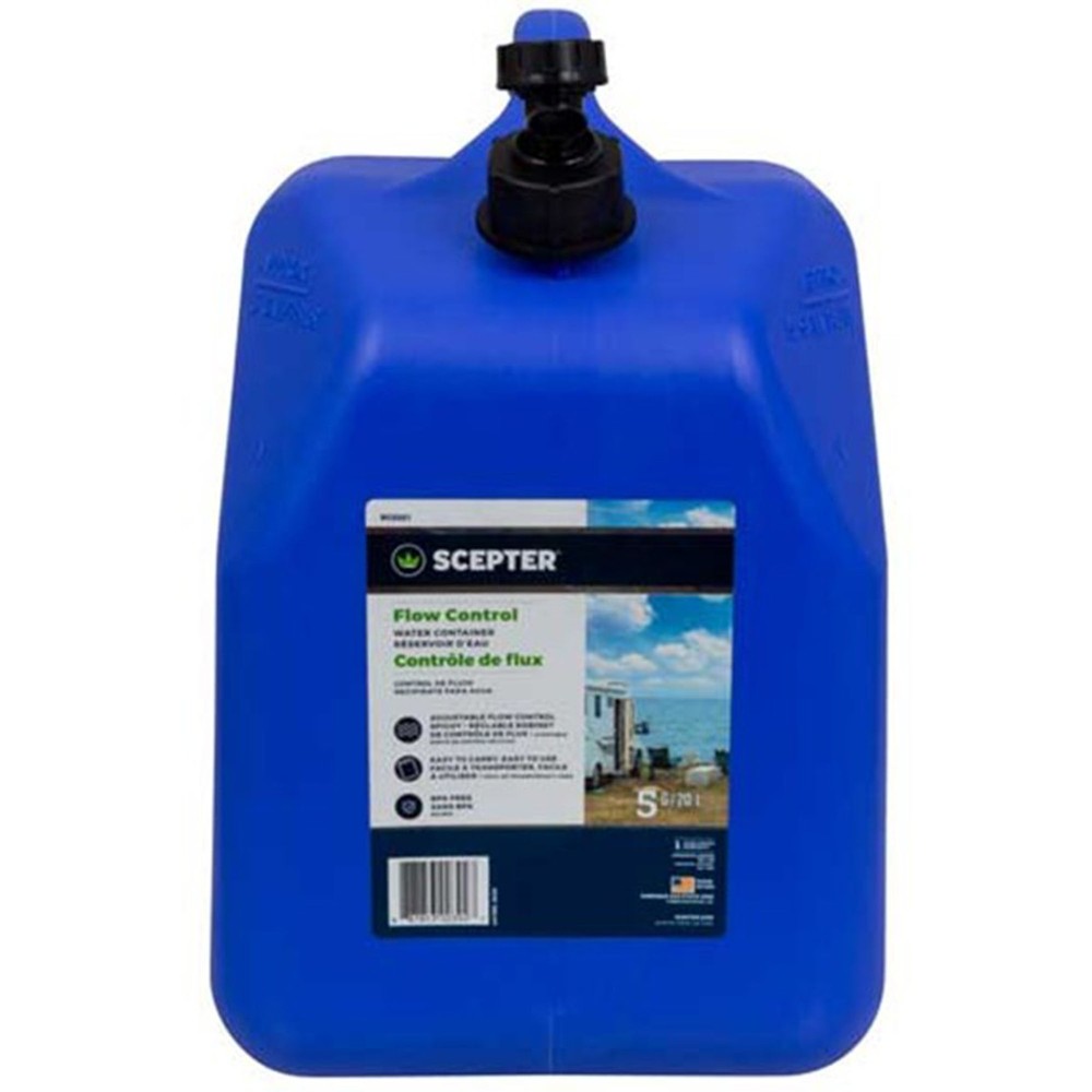 Scepter 5 Gallon Leak Proof Water Jug Storage Container & Handle, Spigot, 4 Pack