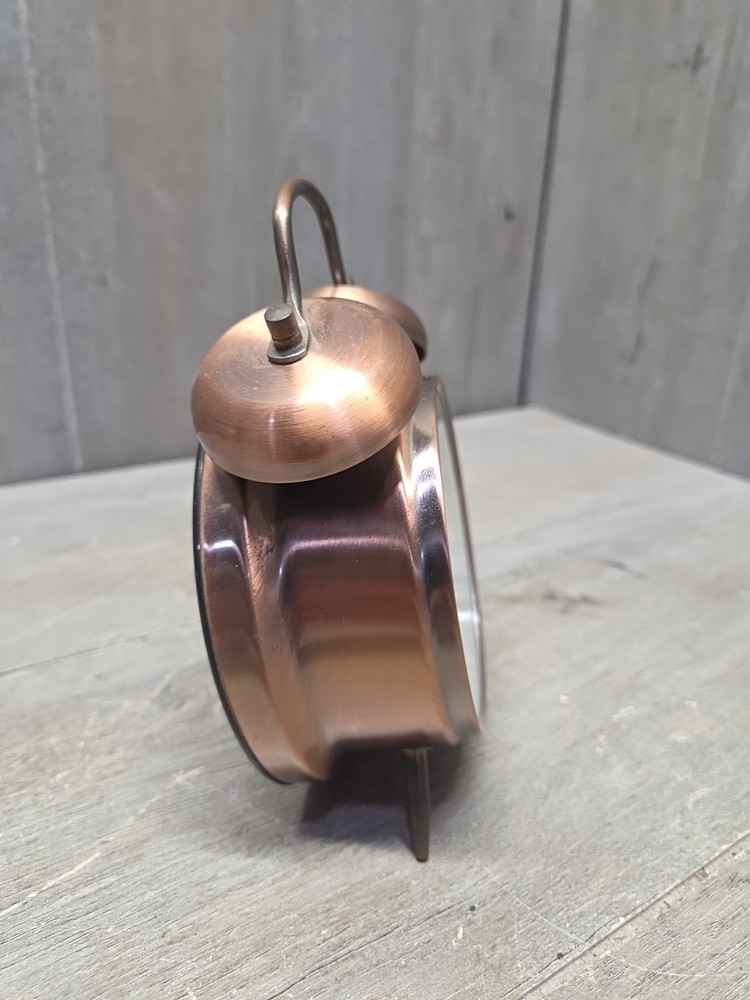 John Deere, aged copper, single hammer alarm clock. Works! Nice!