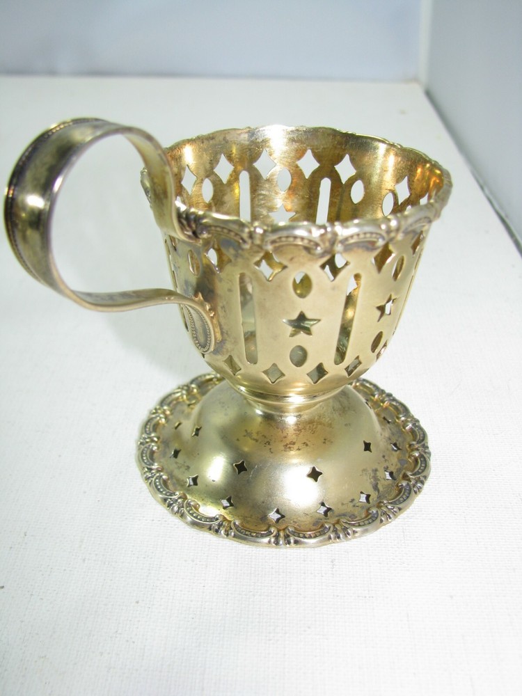 Great Set of 6 Mauser Rococo Sterling Silver Open Work Chocolate Cup Frames