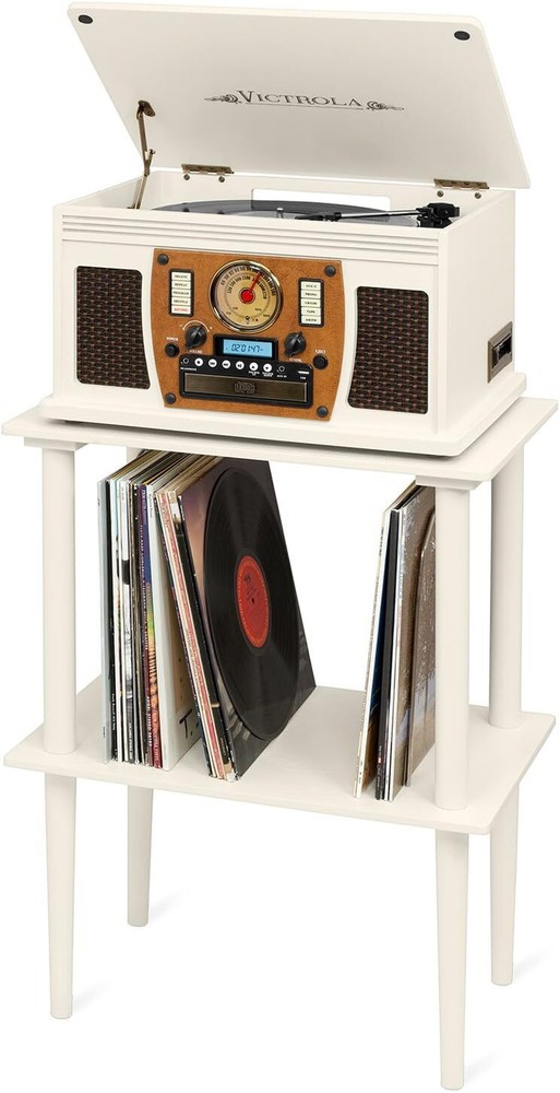 Victrola Innovative Technology Record Stand Turntable White 1SFA,