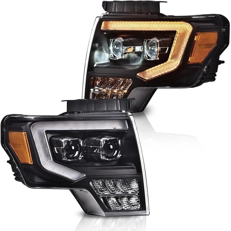 LED Projector Headlights Assembly Compatible with Ford F150 2009-2014 with Activ