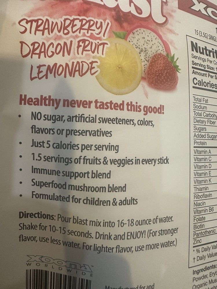 Xooma Blast (15 drink sticks) – Strawberry/Dragon Fruit Lemonade