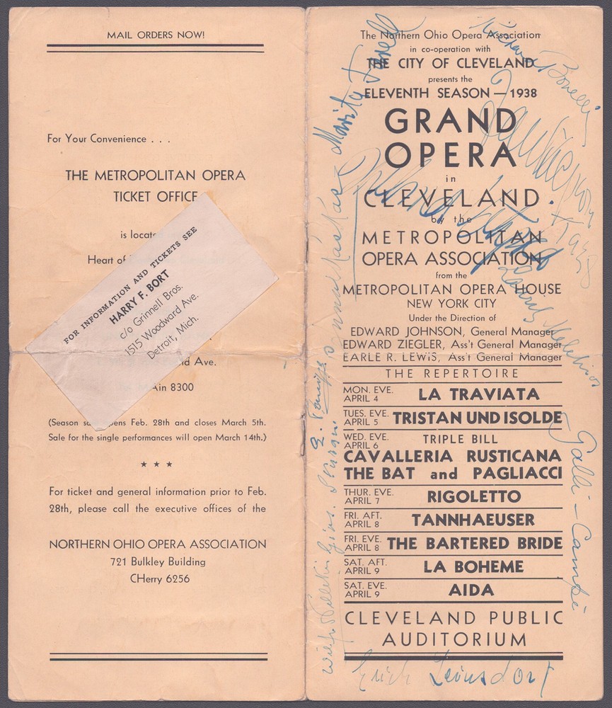ERICH LEINSDORF - PROGRAM SIGNED WITH CO-SIGNERS