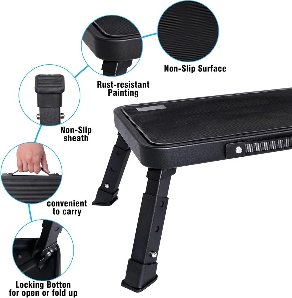 Step Stool, Adjustable Folding Stools for Adults and Seniors, Black