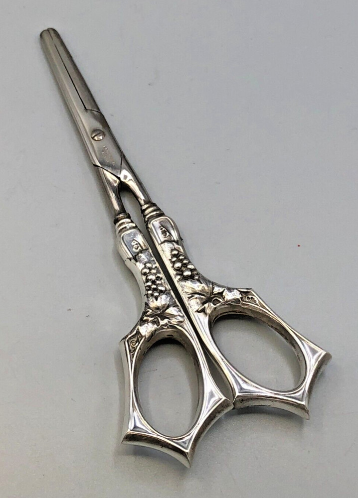 Vintage Sterling Silver handle Grape Scissors 6.75"