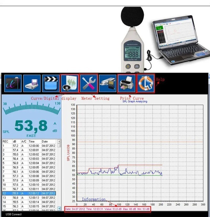 USB Computer Data Storage Decibel Meter Noise Level Tester Noise Detector