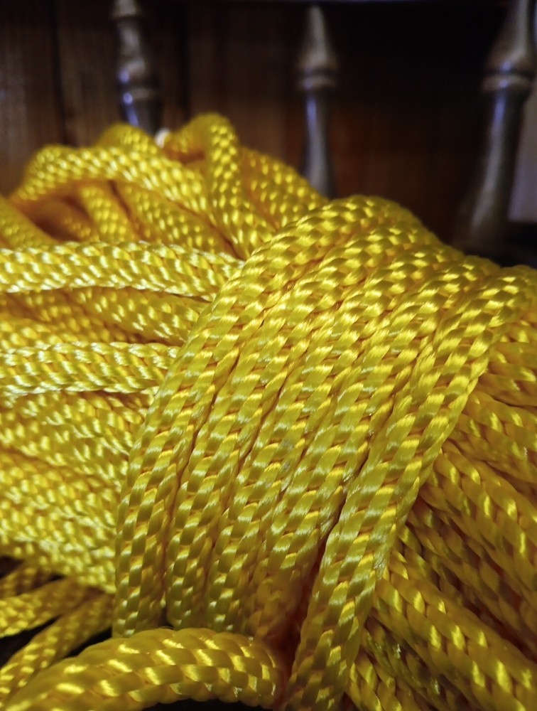 3/8” x 169 ft. Solid Braid Polyester Rope. Made in USA. Yellow