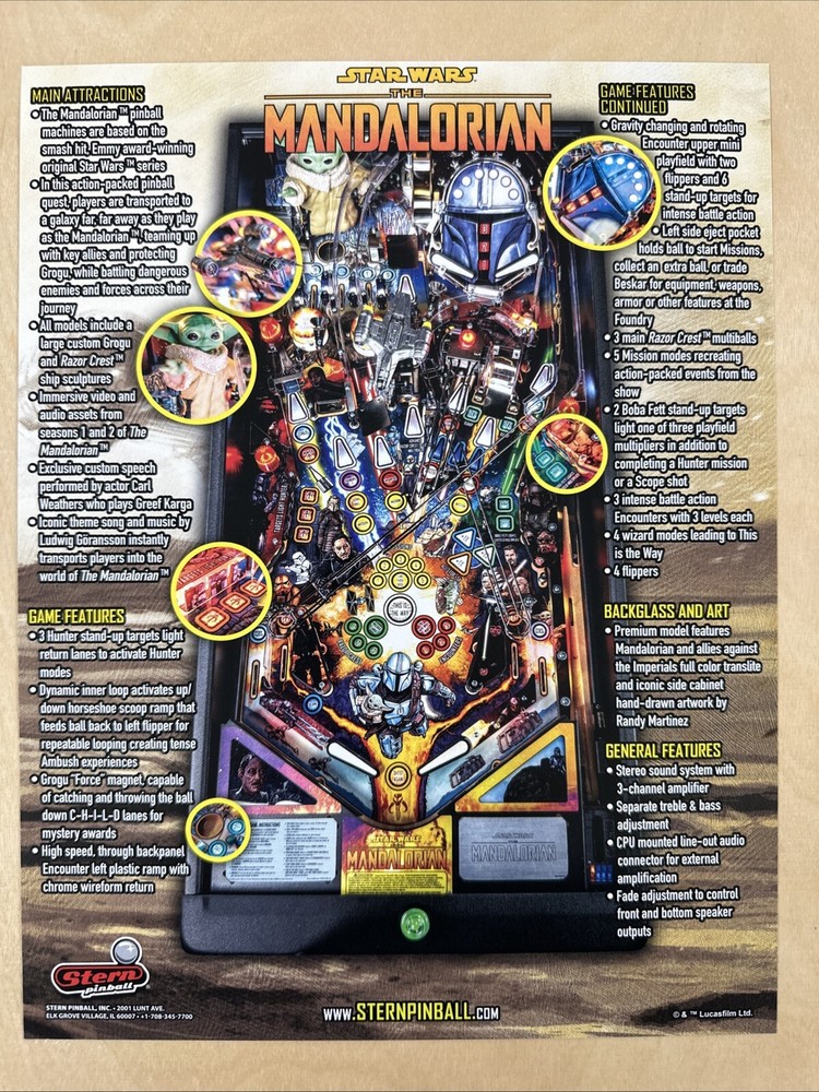 Stern Mandalorian Premium Pinball Flyer