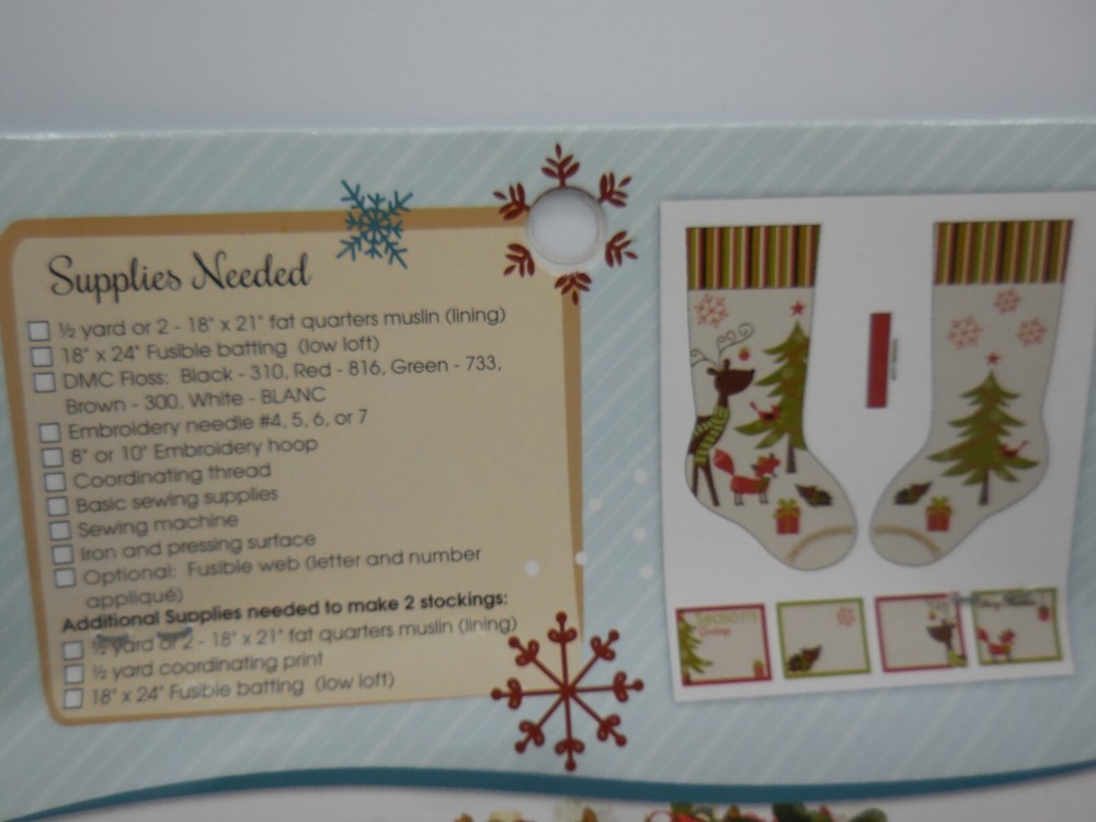Needle Creations Woodland Embroidery Stocking Panel Kit NIP