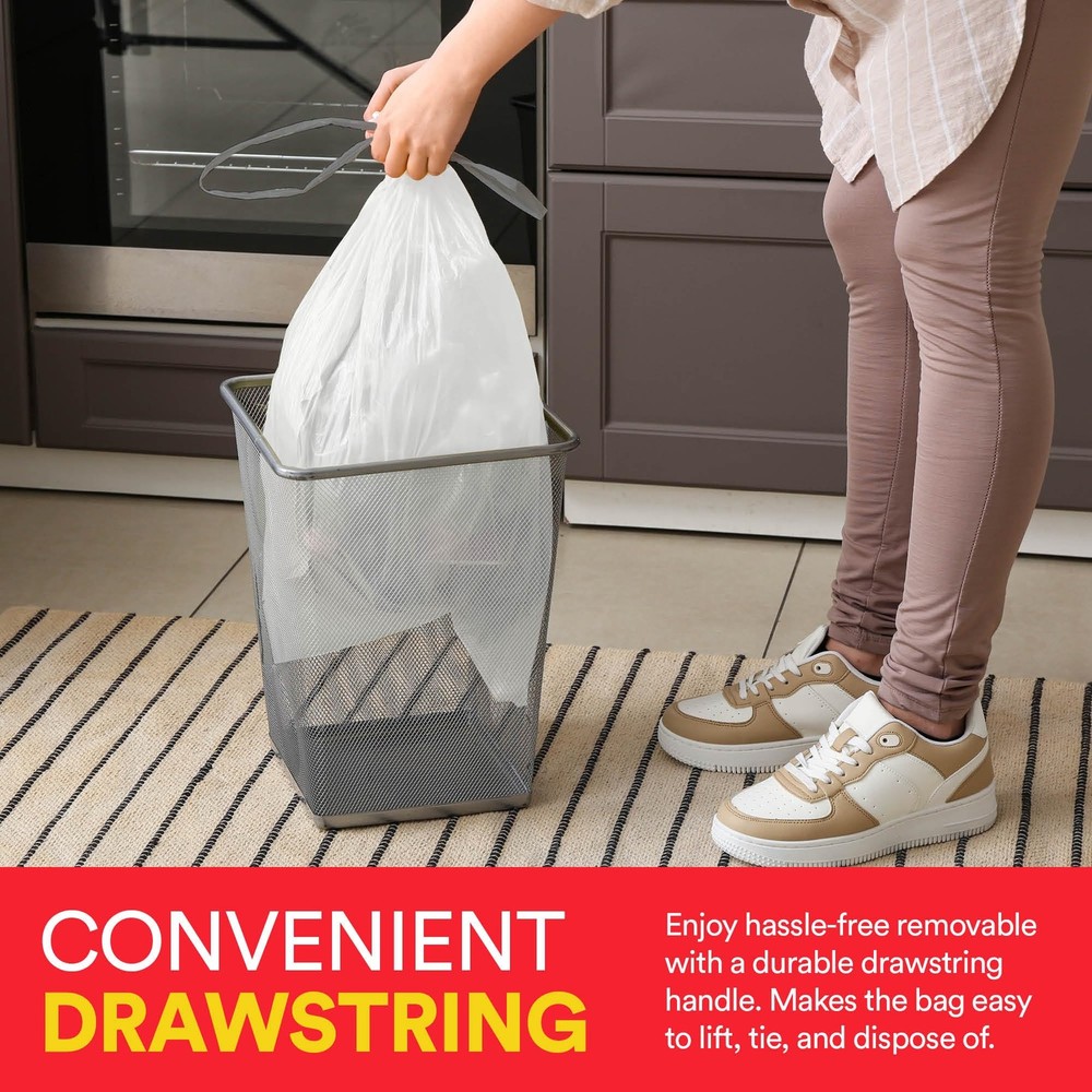 Small Trash Bags 4 Gallon Trash Bags Drawstring - 57 White Unscented Small Ga