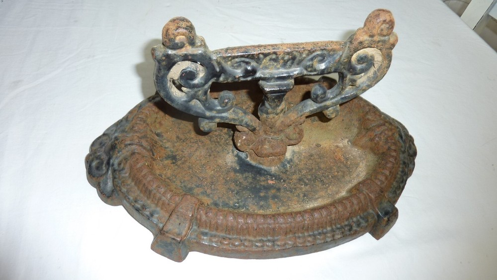 Original old antique Victorian Black cast iron boot scraper