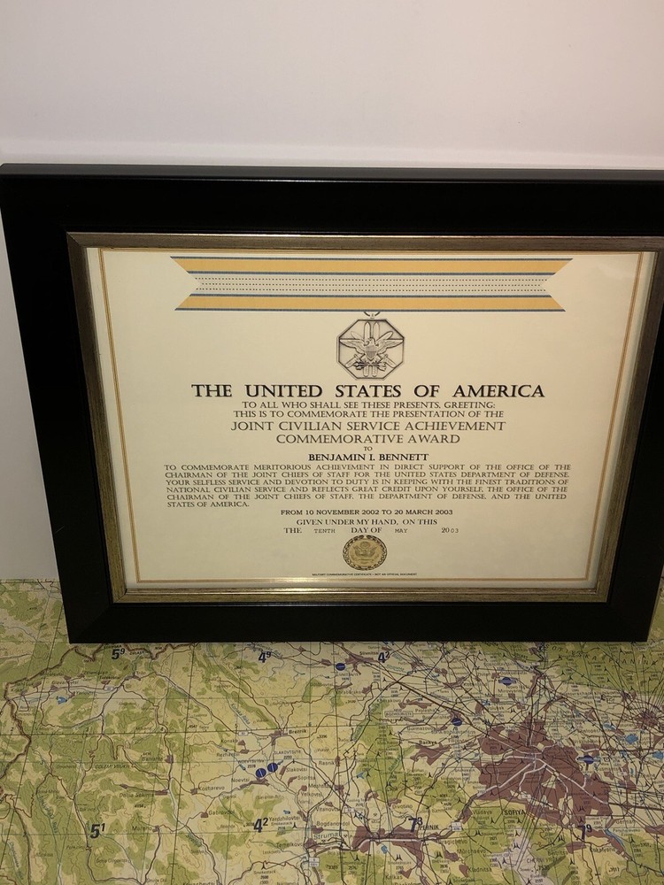 CJCS - JOINT CIVILIAN SERVICE COMMEMORATIVE COMMENDATION CERTIFICATE ~ Type-1