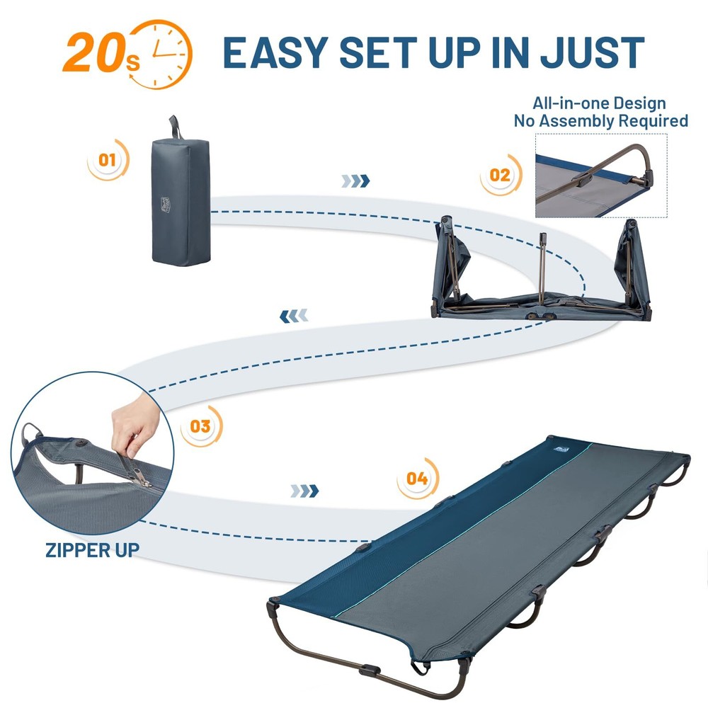 Lightweight Aluminum Camping Cot 20second Quick Setup Folding Cot With Zipper Cl