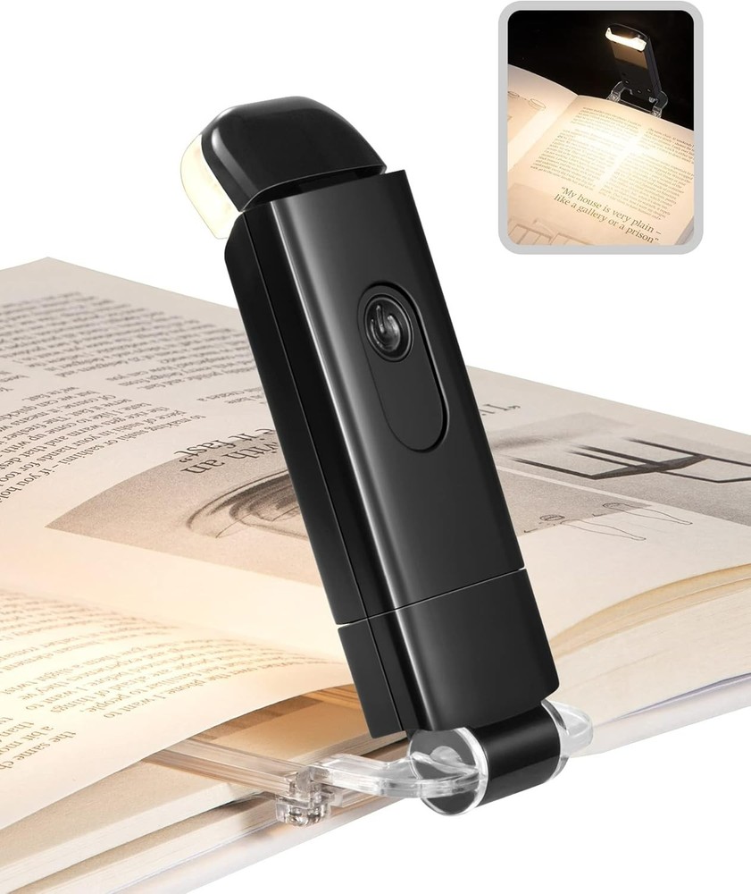 Compact Adjustable Brightness LED Clip-On Book Light - Perfect for Night Reading