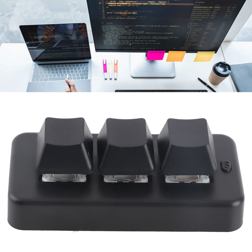 Black 3 Key Keypad RGB Backlit 3 Keys USB Interface Mini Mechanical Program