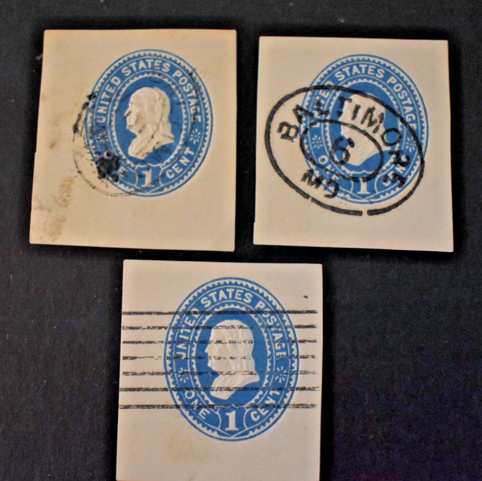 3 - 1887 US Stamp Scott #U294 1 Cent Franklin Envelope Cuts