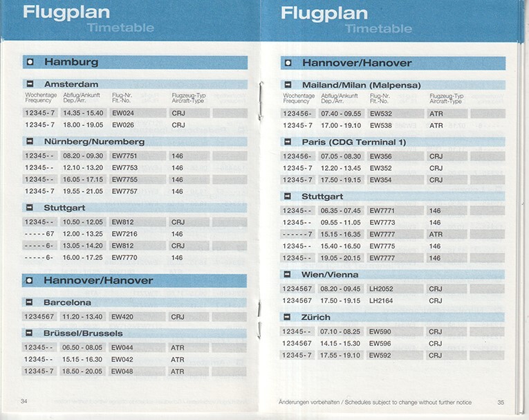 Eurowings timetable 2002/10/27