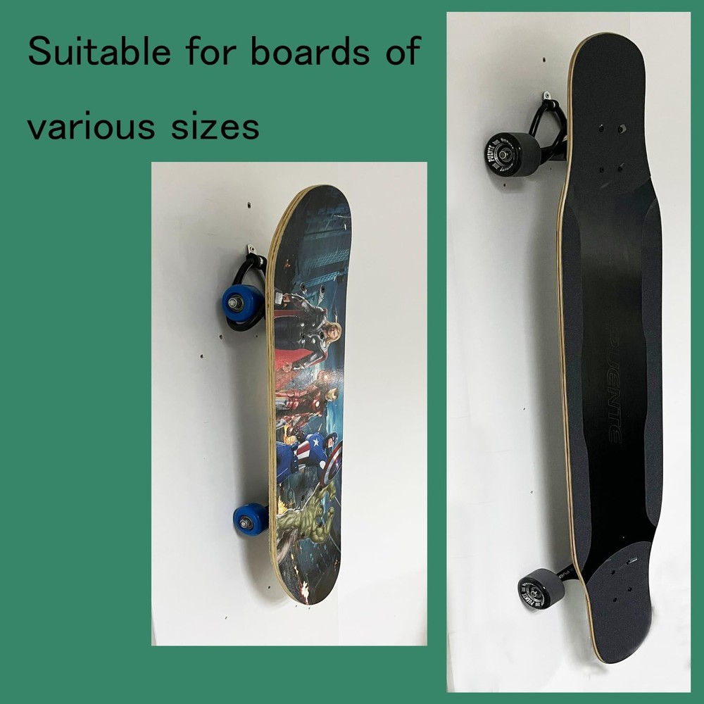Pmsanzay 2 Pack Universal Skateboard Wall Mount Rack. One Size, black