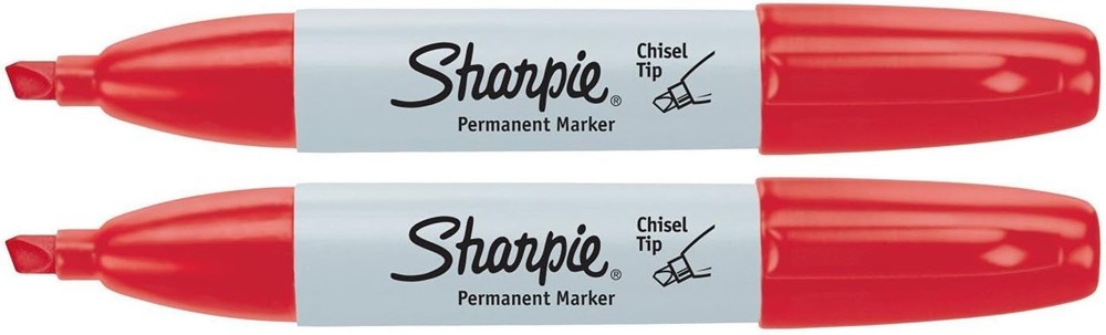 Sharpie 38283  Chisel Tip Permanent Marker, Red Ink 2pk