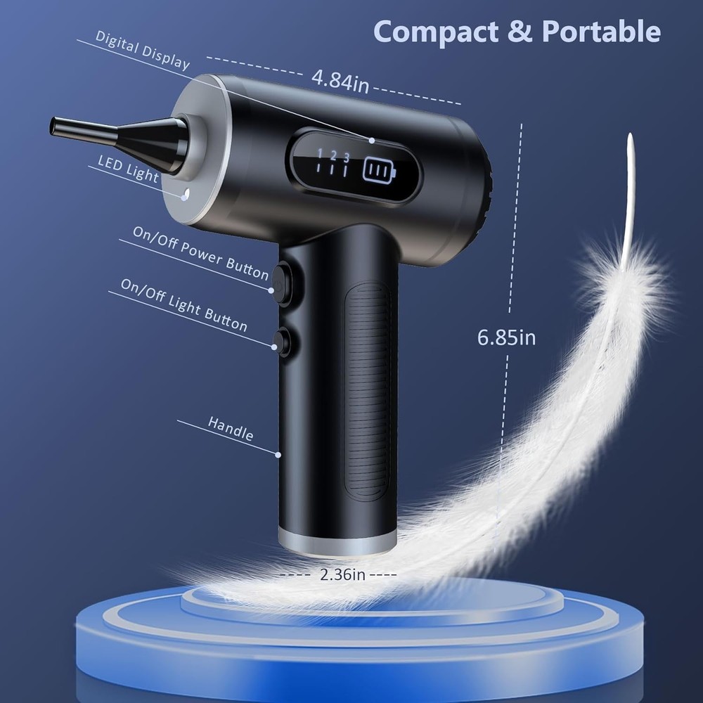 Electric Compressed Air Duster, 3-Gear Dust Blower for Computers Cordless PC ...