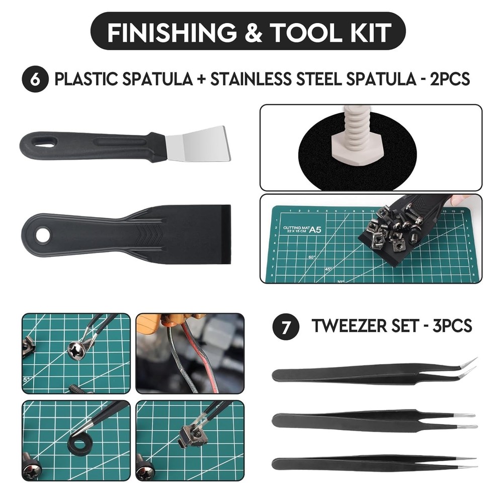 50-Piece 3D Printer Tools Kit - Deburring & Finishing Essentials for Precision