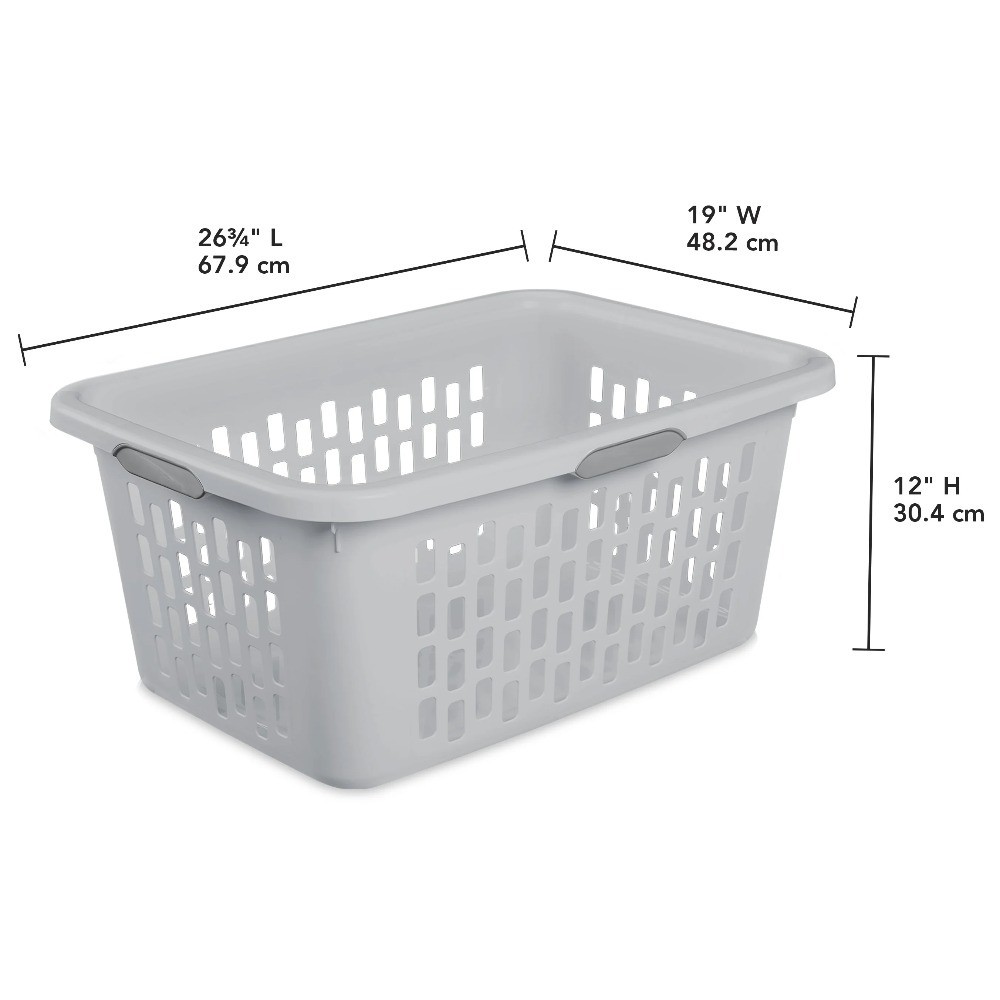 Large Plastic Laundry Basket with Comfort Grip Handles, Breathable Rectangular