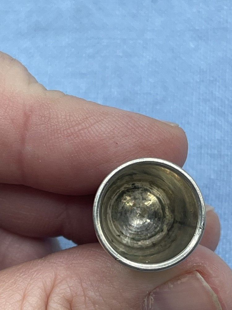 Antique Thimble Set Silver Engraved Initials # 1 S.A. & # 6 A.L.E