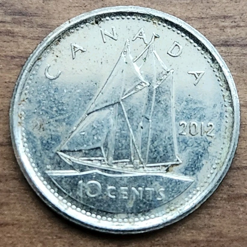 2012 Canada 10 cents Actual Coin