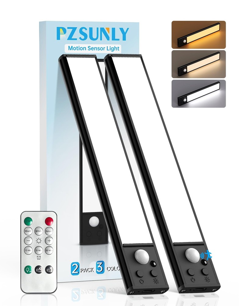 Under Cabinet Lighting Wireless,Motion Sensor Light Indoor Rechargeable,3Colo...