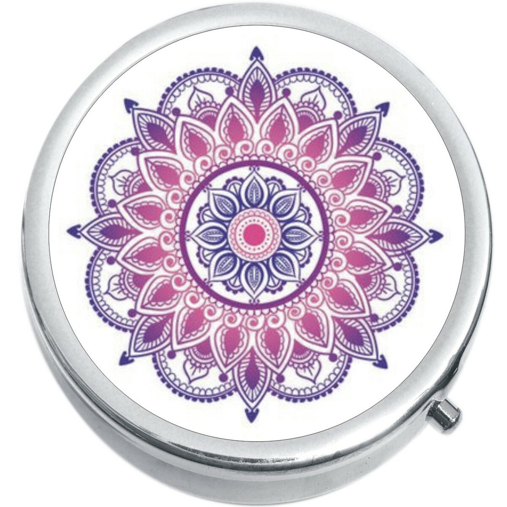 Mandala Print Medicine Vitamin Compact Pill Box