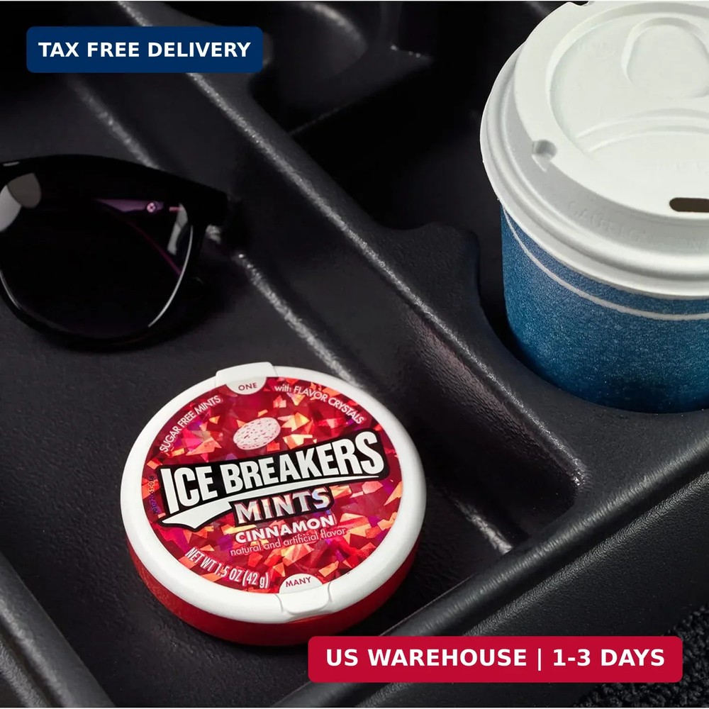 Ice Breakers Cinnamon Sugar Free Mints Tins, 1.5 oz (8 Count)