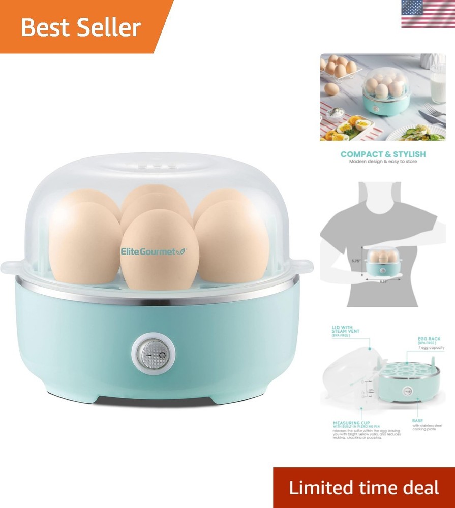 Time-Saving Retro Mint Easy Egg Cooker with Automatic Shut-Off - Family Friendly
