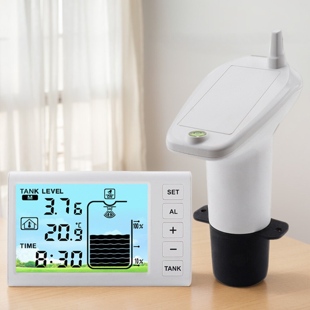 Ultrasonic Water Tank Liquid Depth Level Meter Temperature Sensor Time Display
